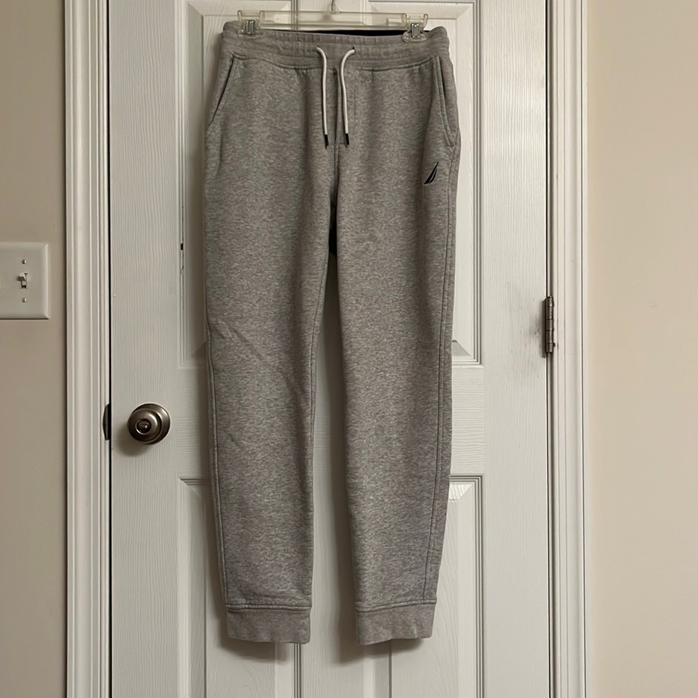 Nautica Gray Cotton-blend Sweatpants Joggers Drawstring Waist Size Small EUC